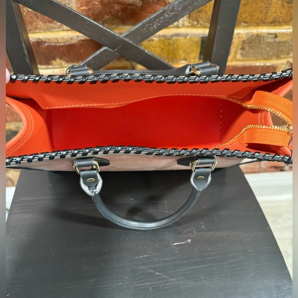 Upcycled Hermès Orange and Black Tote Bag - Picture 5 of 6